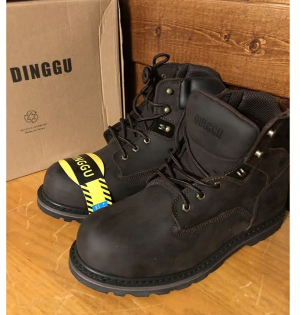NEW IN BOX Dinggu Steel Toe Leather Safety Work Boot Dark Brown Men's Size 11.5